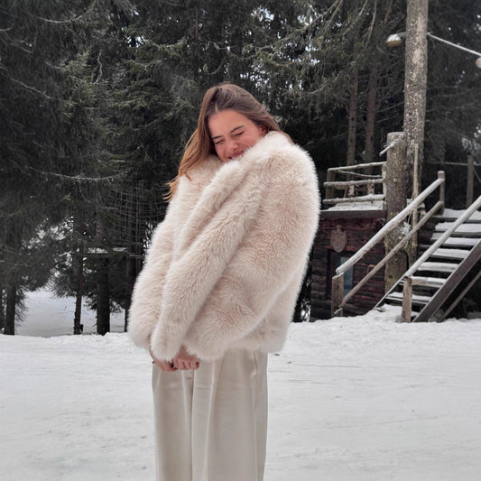 Women's Faux Fur Fashion Artificial Plush Collar Coats