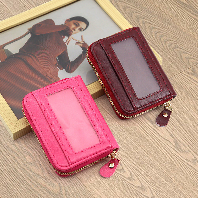 Oil Wax Vintage Organ Multifunctional Multi Card Holder