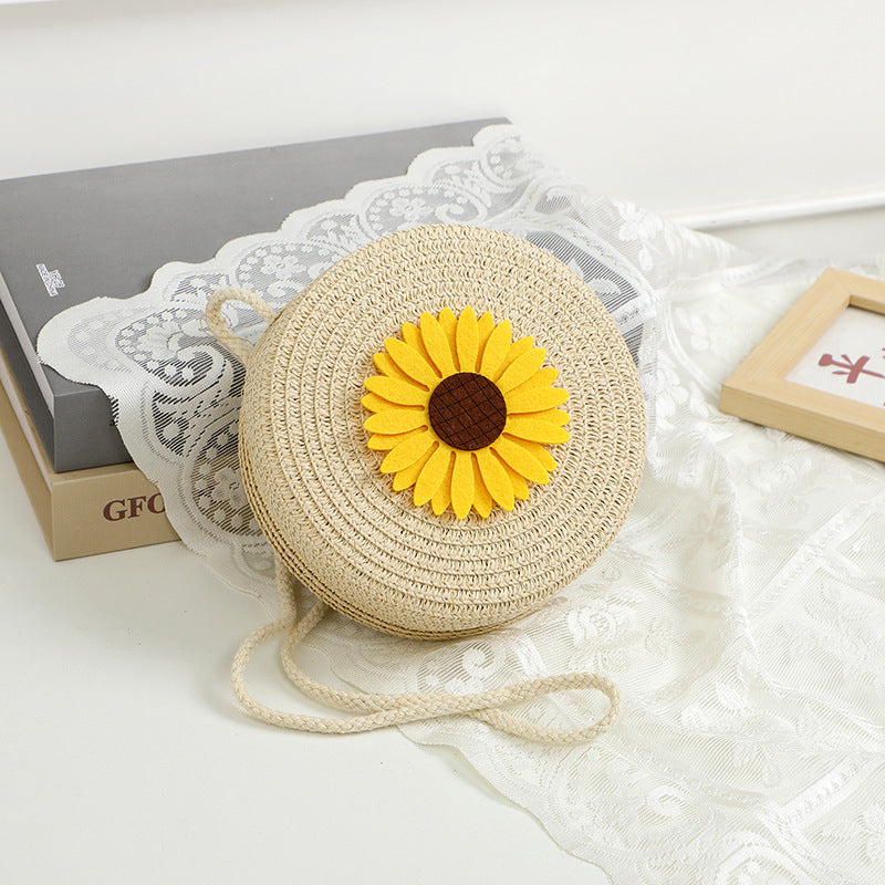 Summer Seaside Flower Straw Hand-woven Female Phone Bags