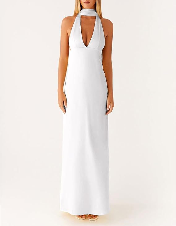 Women's Dress Deep Collar Backless Tight Formal Dresses