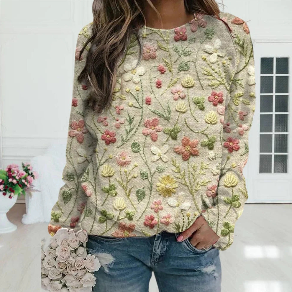 Women's Pattern Pullover Casual Loose Long Sleeve Sweaters