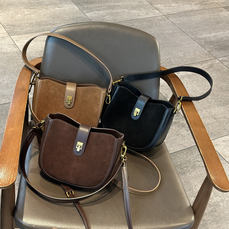 Pretty Cowhide Niche High Sense Saddle Crossbody Bags