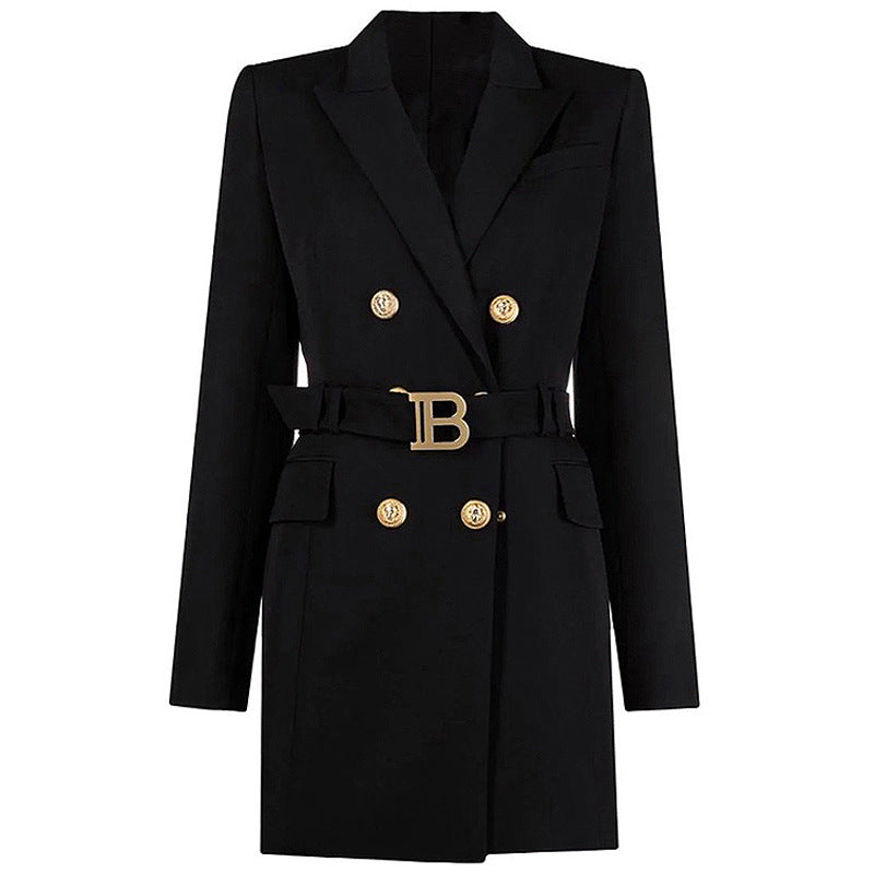 Women's Fashion Advanced Solid Color Belt Long Dresses
