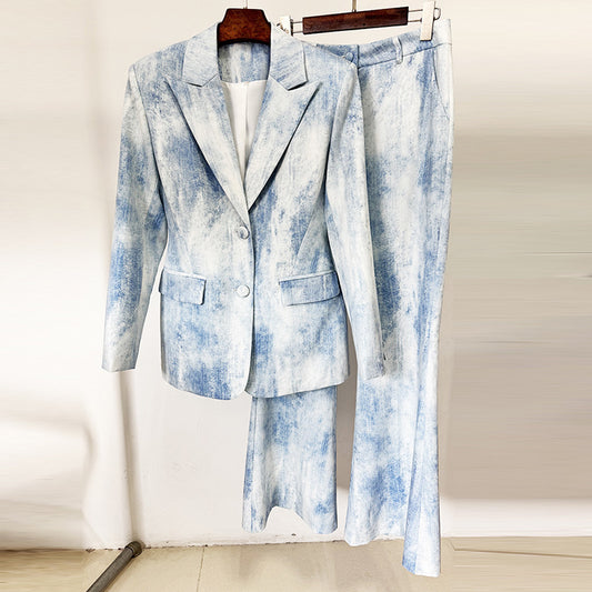 Early Spring Printed Mid-length Trousers Two-piece Suits