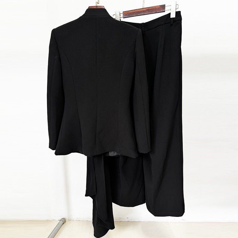 Trendy Fashion Pleated Collar Trousers Two-piece Suits
