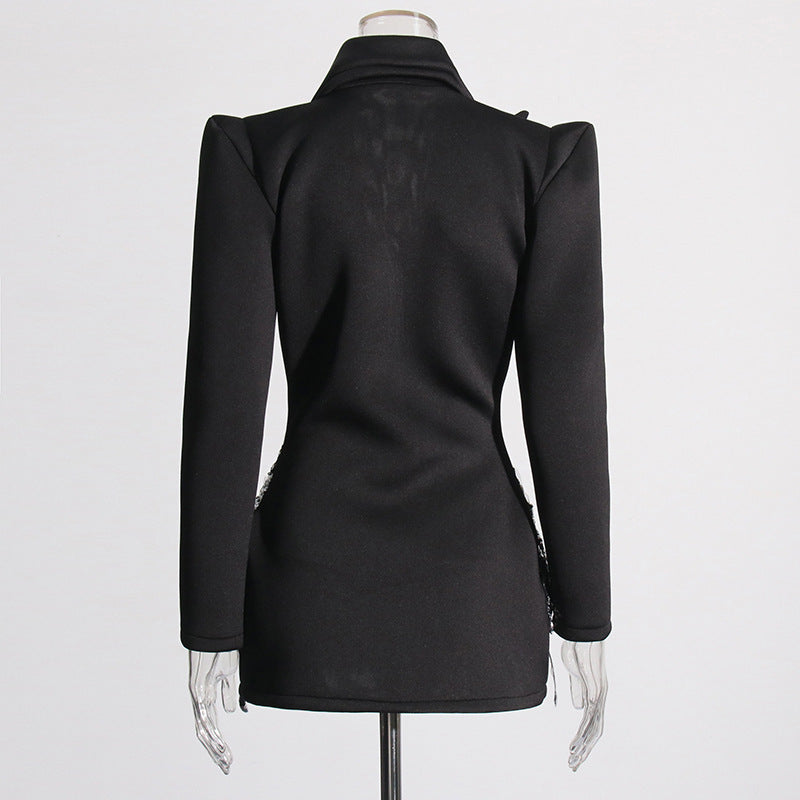Women's Style Lapel Long Sleeve Butterfly Sequins Blazers