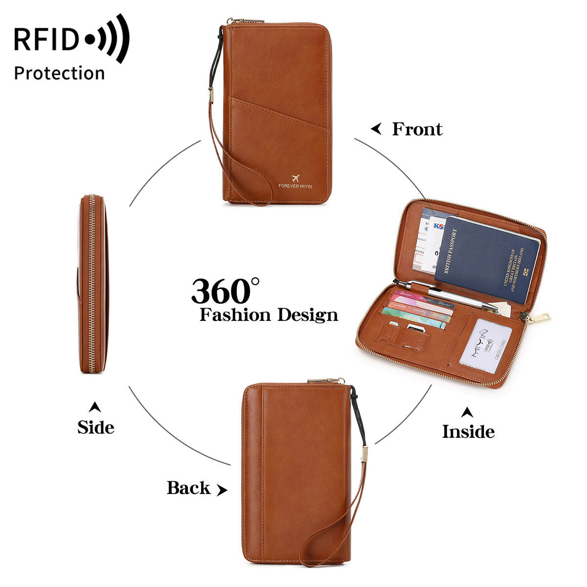 Swiping Long Zipper Passport Ticket Storage Id Package