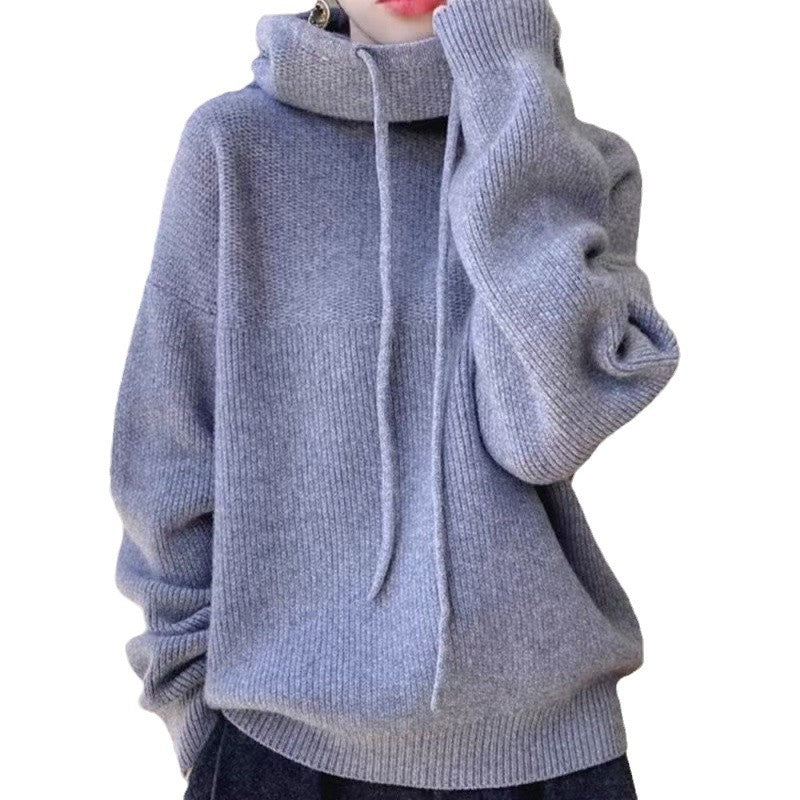 Women's European Goods Woolen Hooded Thickened Idle Sweaters