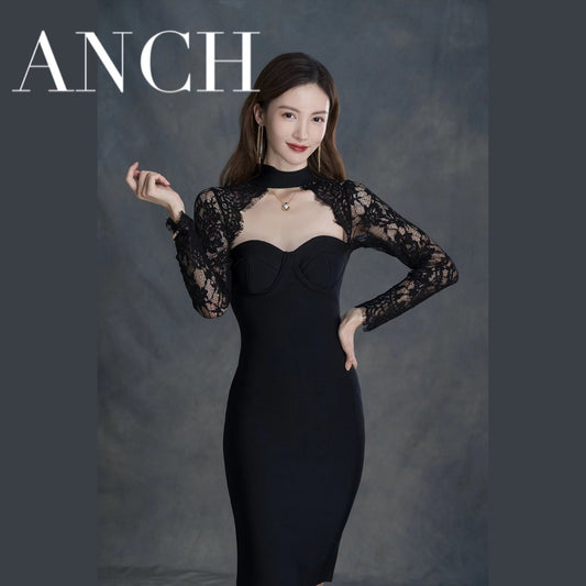 Fashion Sexy Halter Tube Lace Dress Banquet Dresses