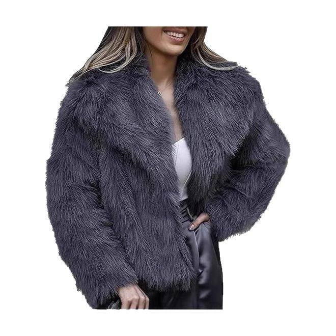 Women's Elegant Fur Clothes Lapel Imitation Coats