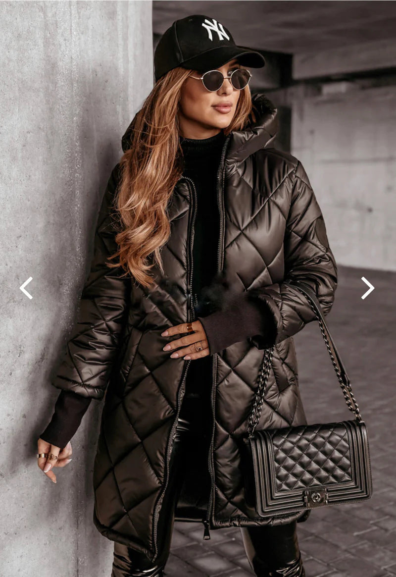 Women's Glamorous Winter Hooded Down Mid-length Coats