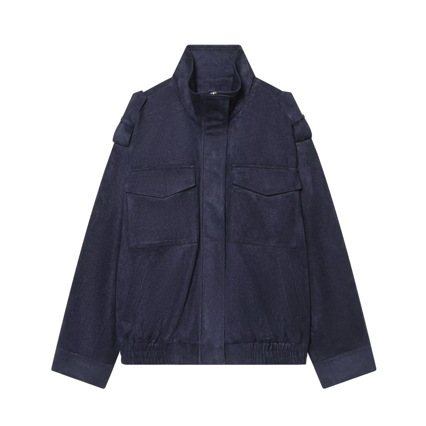 Women's Collar Long Sleeve Suede Texture Baseball Jackets