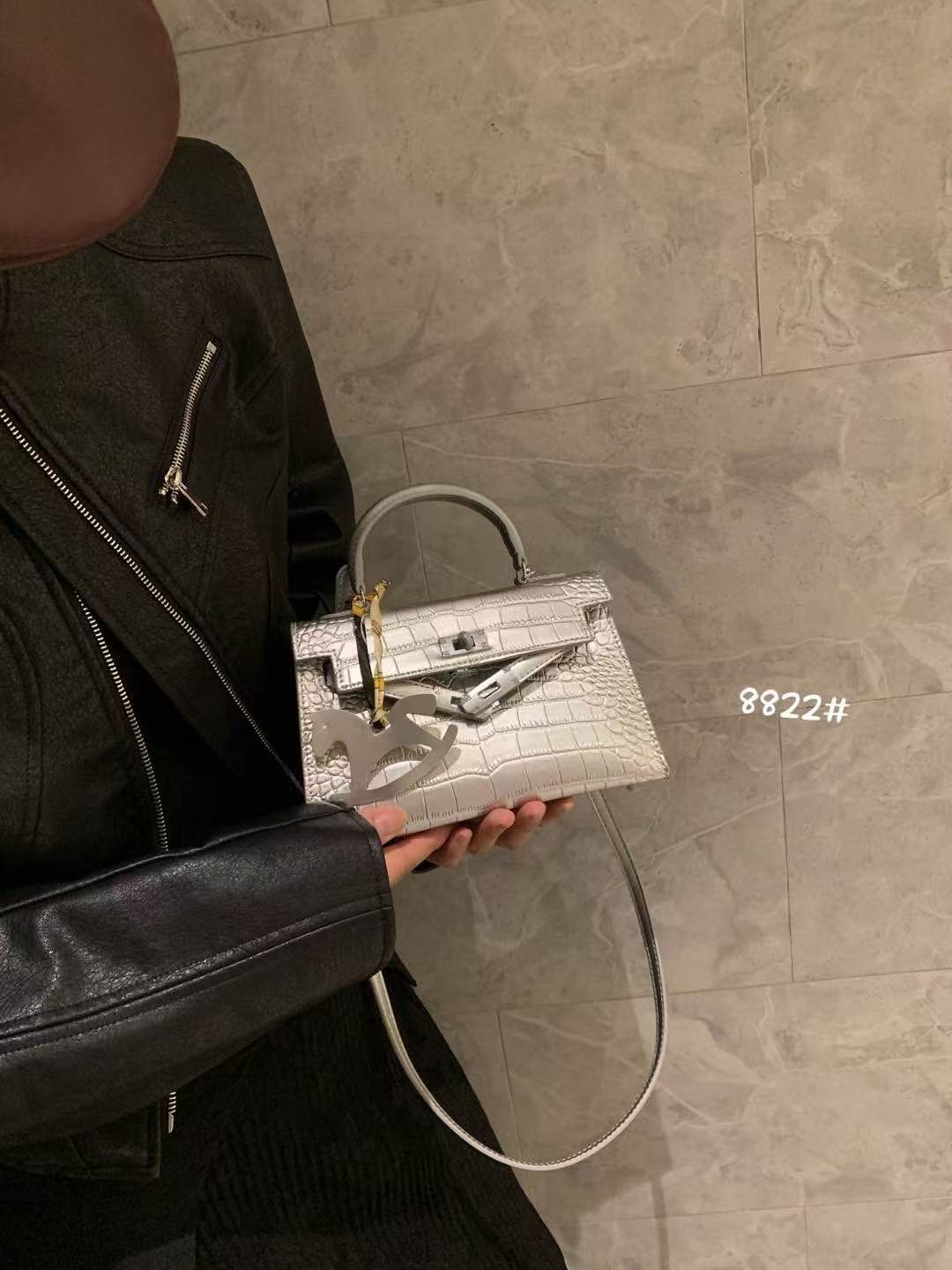 Women's Design Crocodile Pattern Portable Kelly Genuine Bags