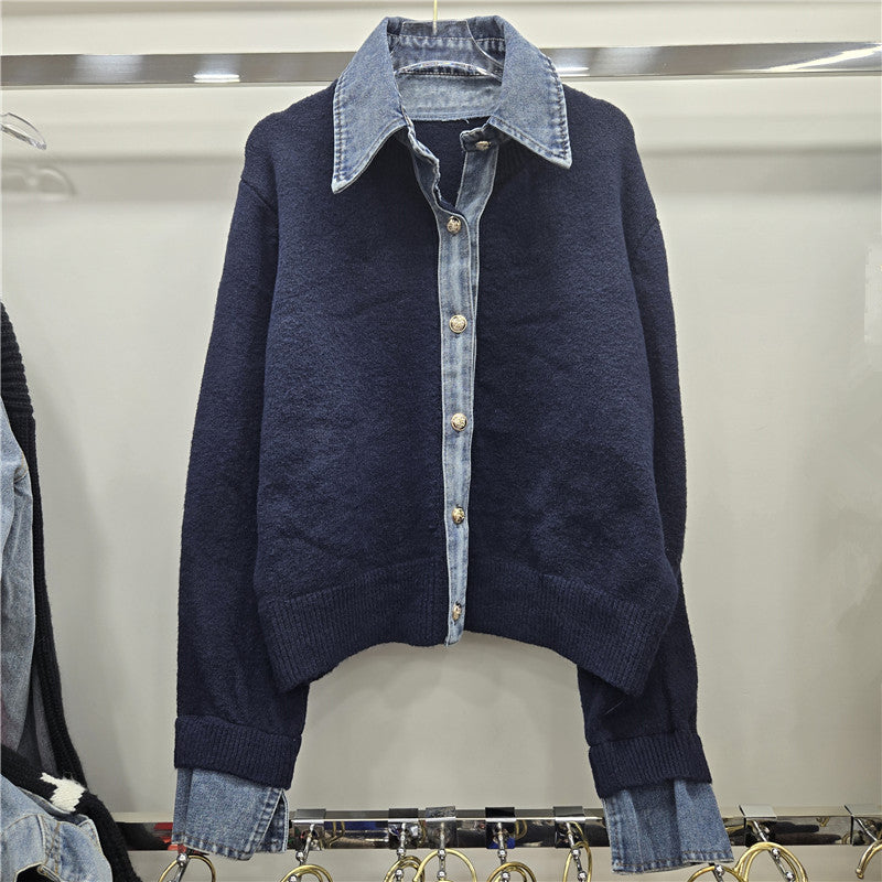 Women's European Goods Heavy Korean Style Early Autumn Fake Two Sweaters