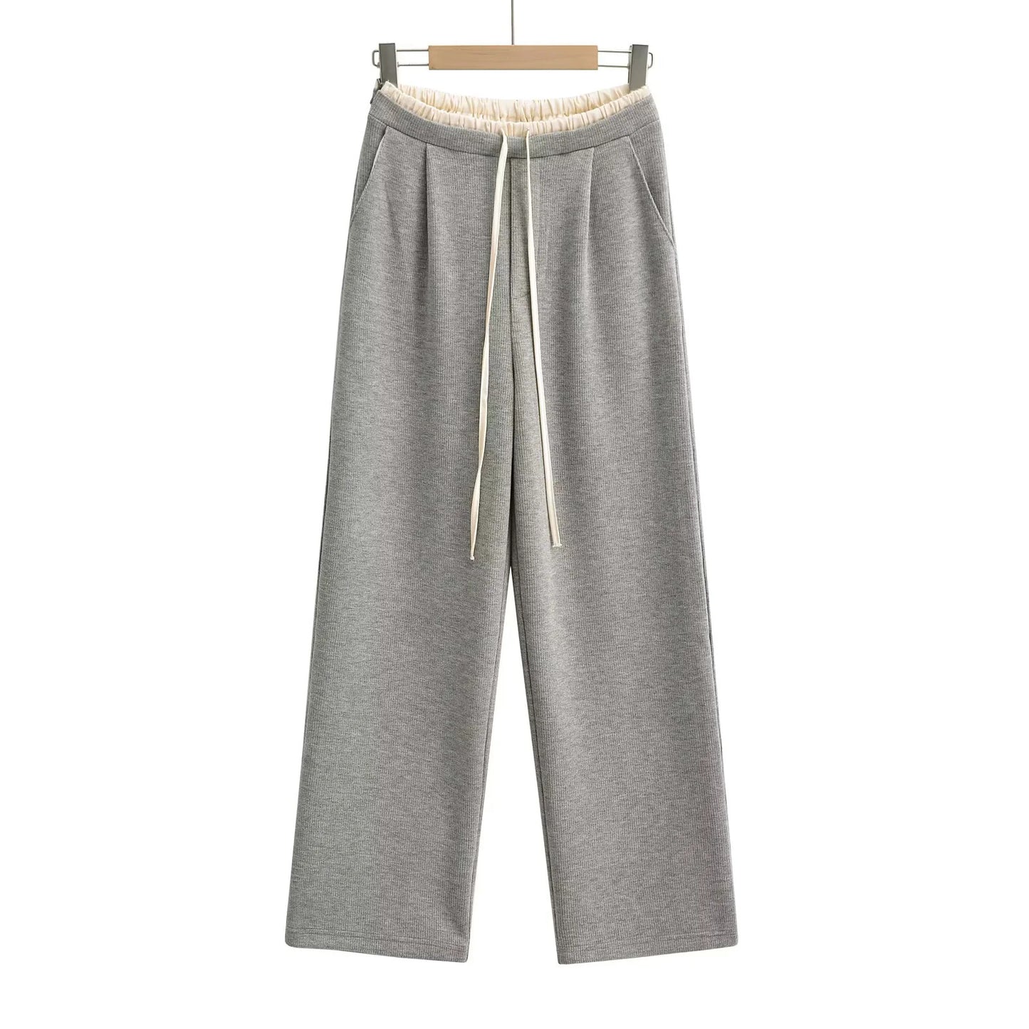 Soft Glutinous Double Brushed Casual Gray Pants