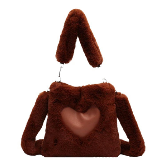 Women's Fashion Heart Large Capacity Plush Crossbody Bags