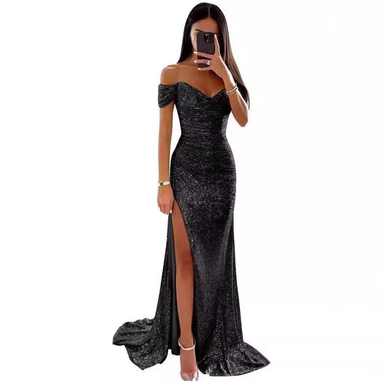 Women's Polyester Sexy Fine Split Ball Gown Dresses