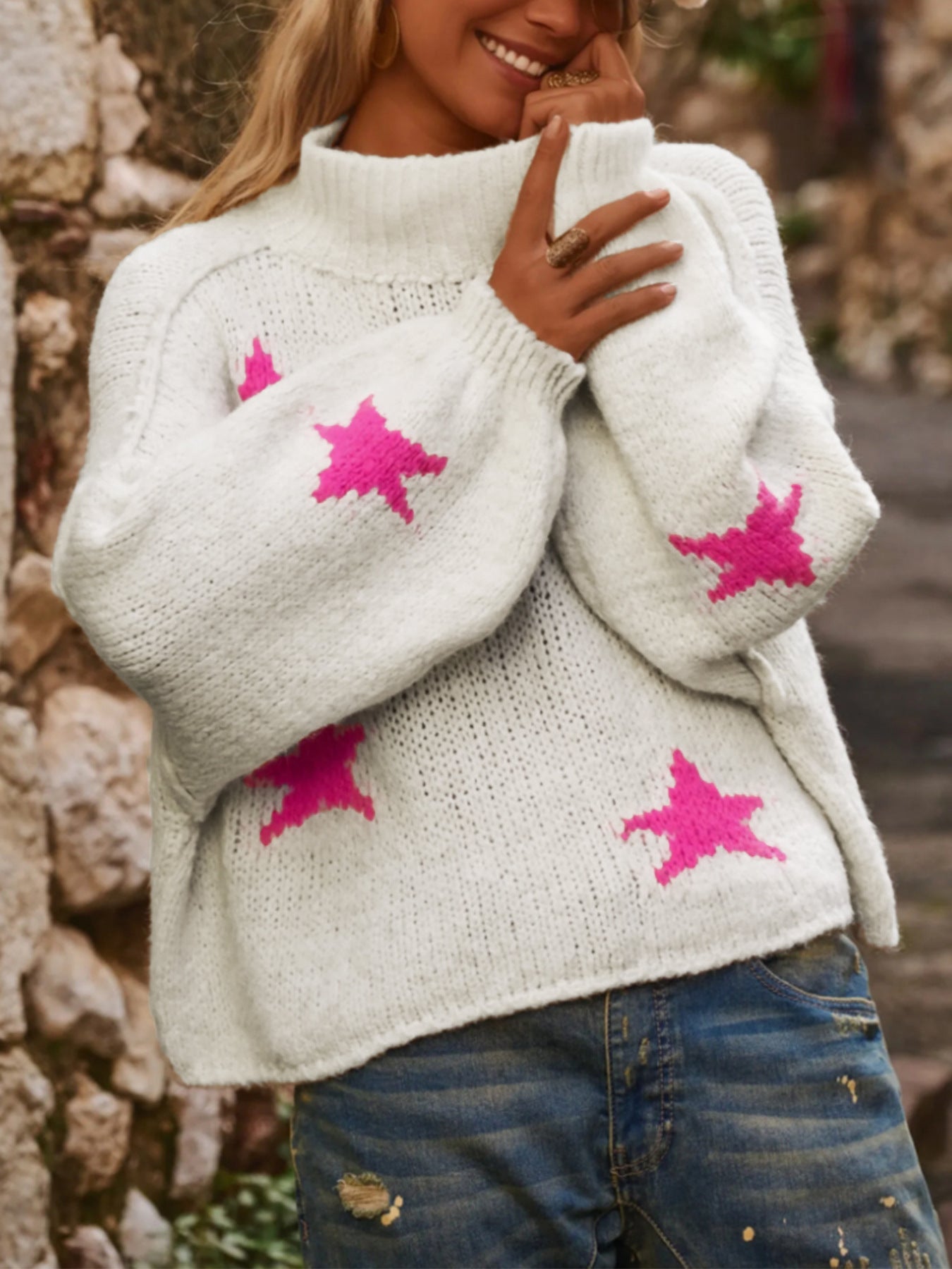Women's Loose High Collar Pullover Long Sleeve Knitwear