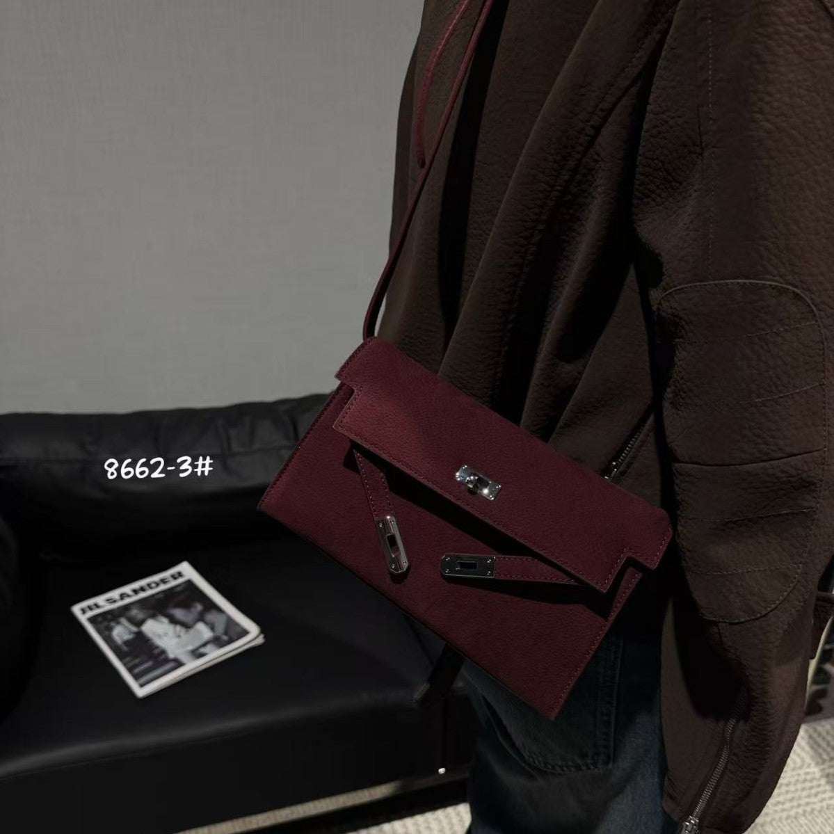 Women's Retro Frosted Leather Underarm Kelly Bags