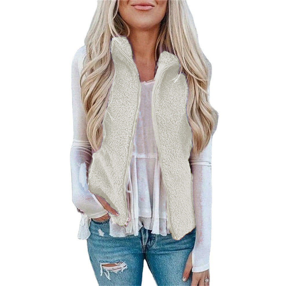Slouchy Pretty Women's Pocket Zipper Plush Coats