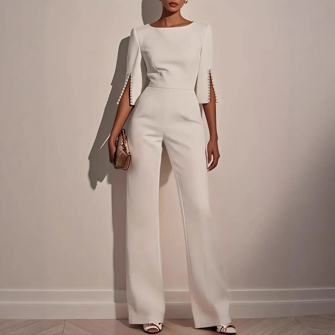 Women's Summer Fashion Bead Decorative Elegant Slim Clothing