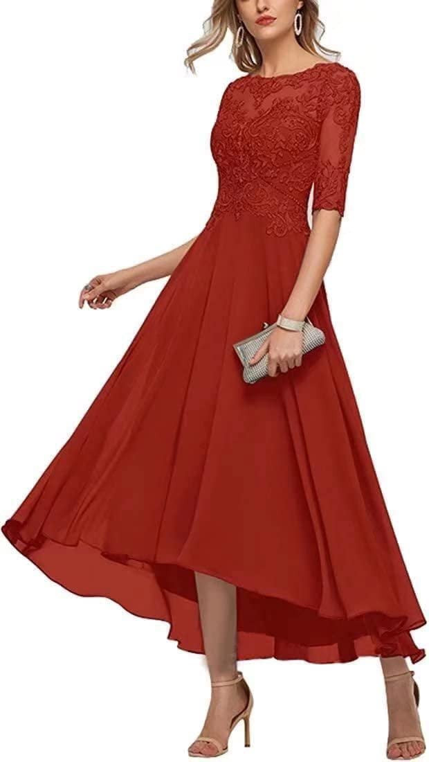 Elegant Graceful Lace Applique Half Sleeve Formal Wedding Dresses