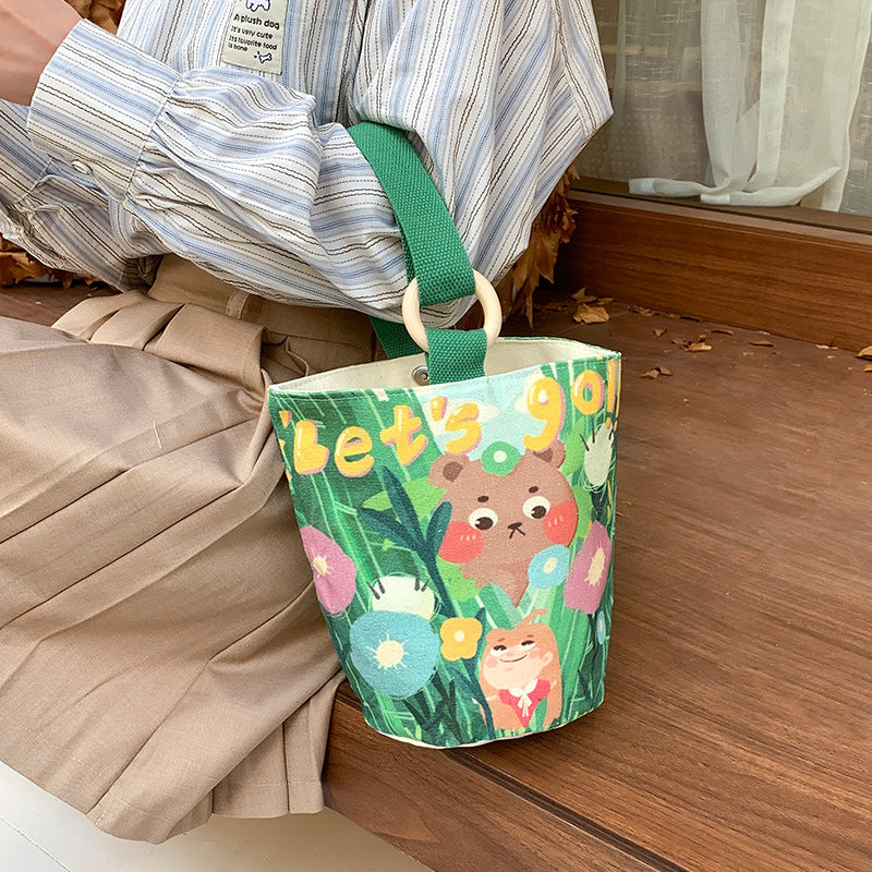 Korean Style Commuter Canvas Cute Cloth Handbags