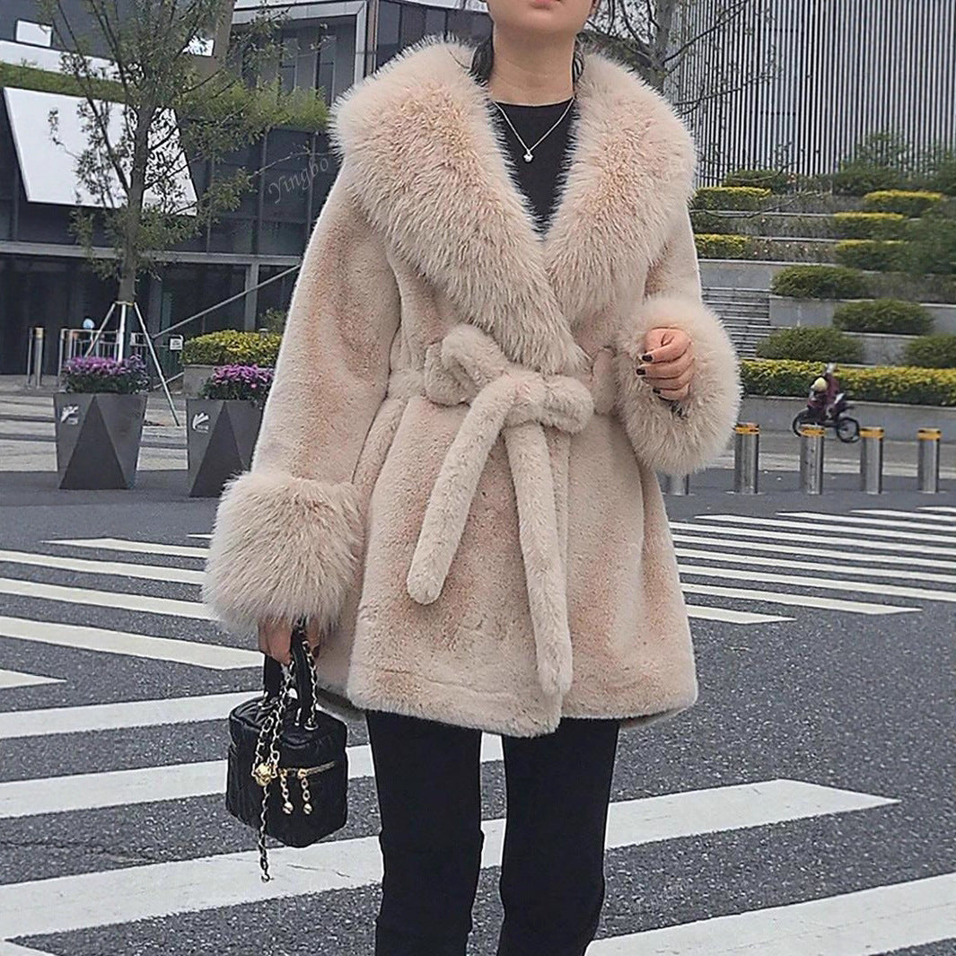 Women's Fur Faux Mid-length Big Collar Fashion Coats