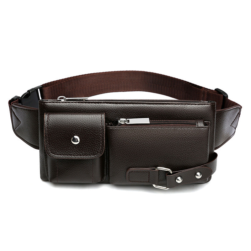 Men's Stylish Leather Korean Simple Black Men's Waist Packs