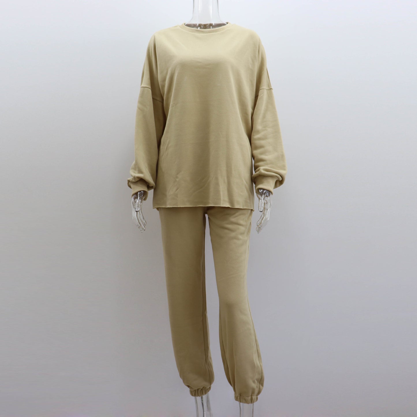 Women's Long-sleeved Crew Neck Pullover Sweatshirt Two-piece Suits