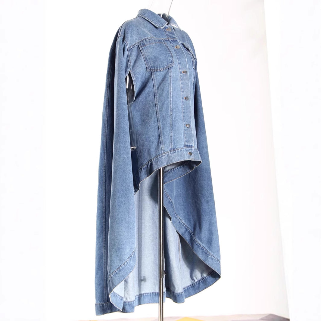 Women's Design Loose Single-breasted Cape Spring Washed Jackets