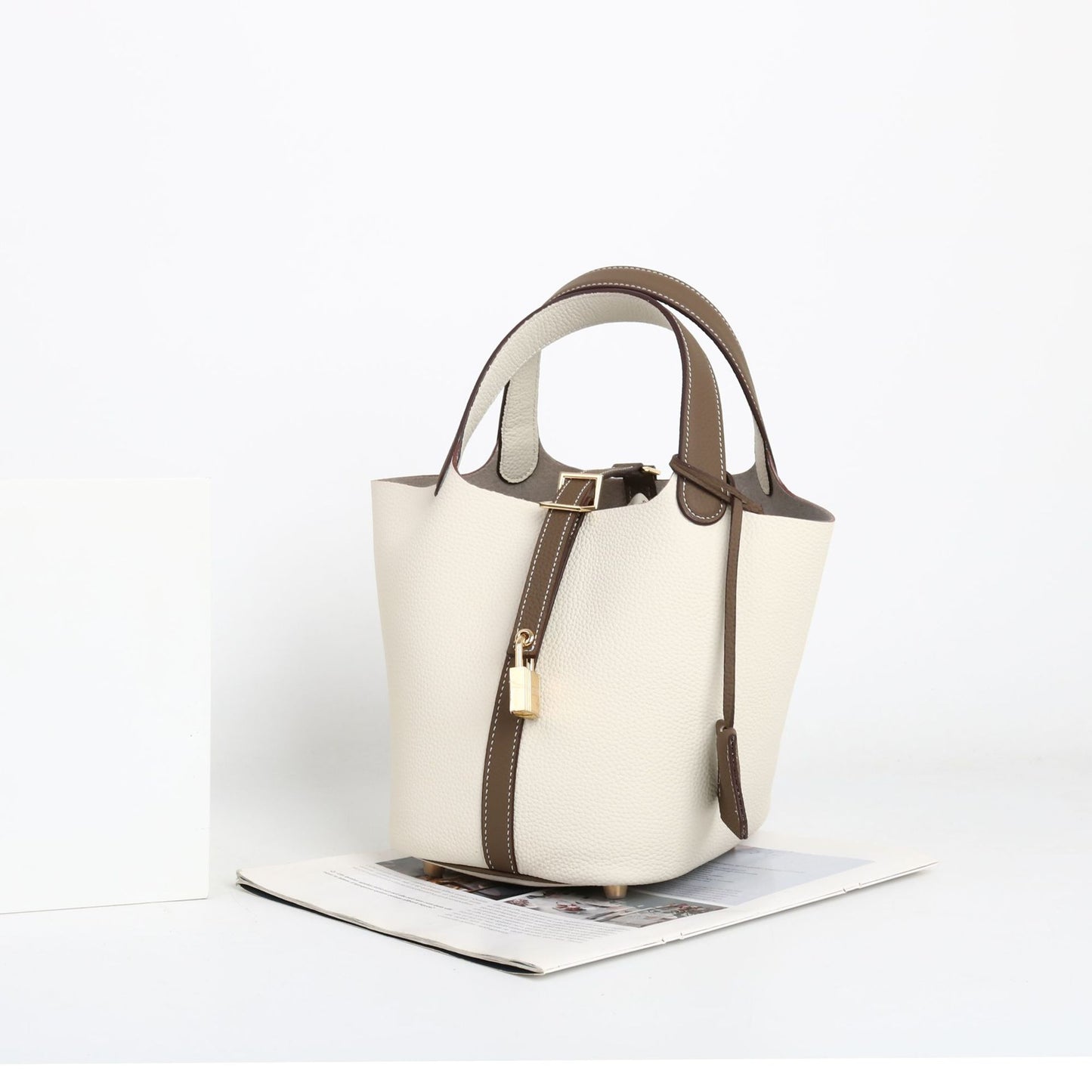 Layer Cowhide Stitching Vegetable Basket Fashion Soft Handbags