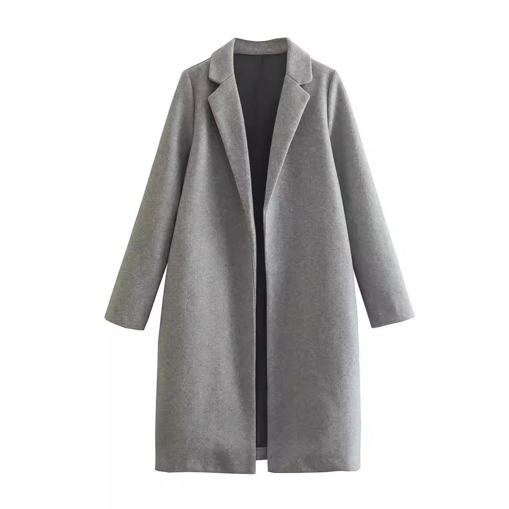 Women's Solid Color Simple Loose Temperament Woolen Coats