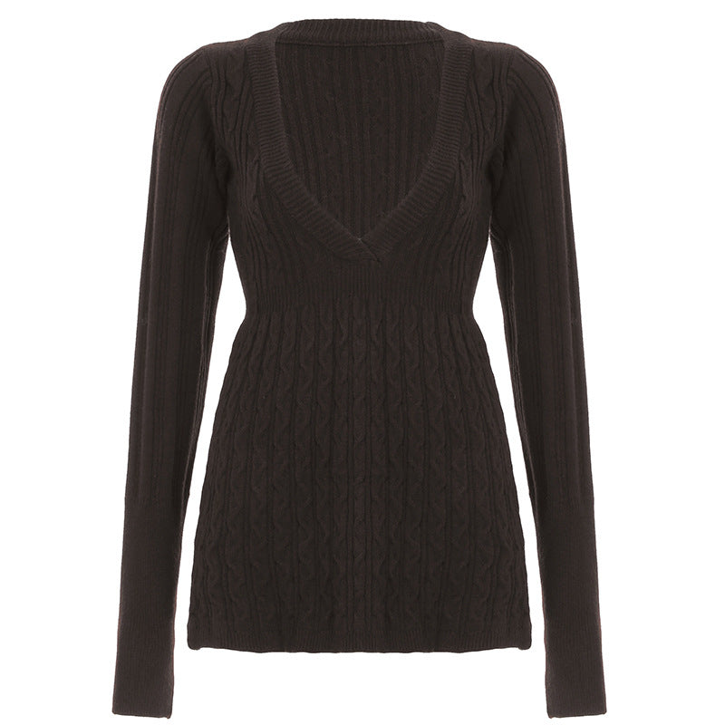 Women's Hot Retro Twist Design Tight Waist Slimming Sweaters