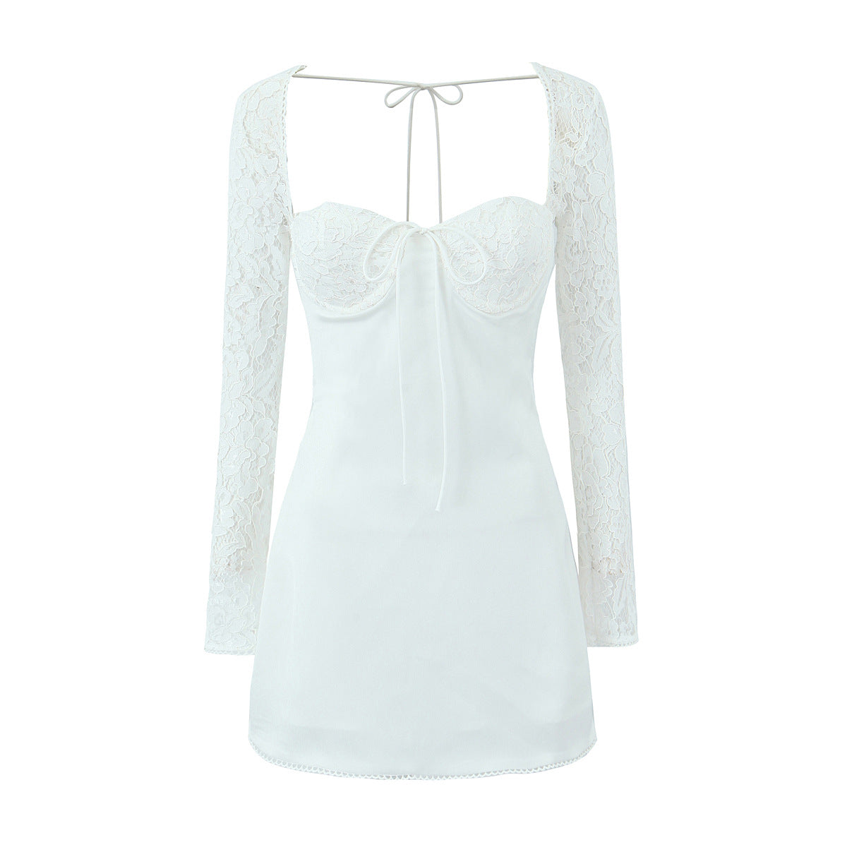 Sexy Lace Sleeve Back Tied Dress Dresses