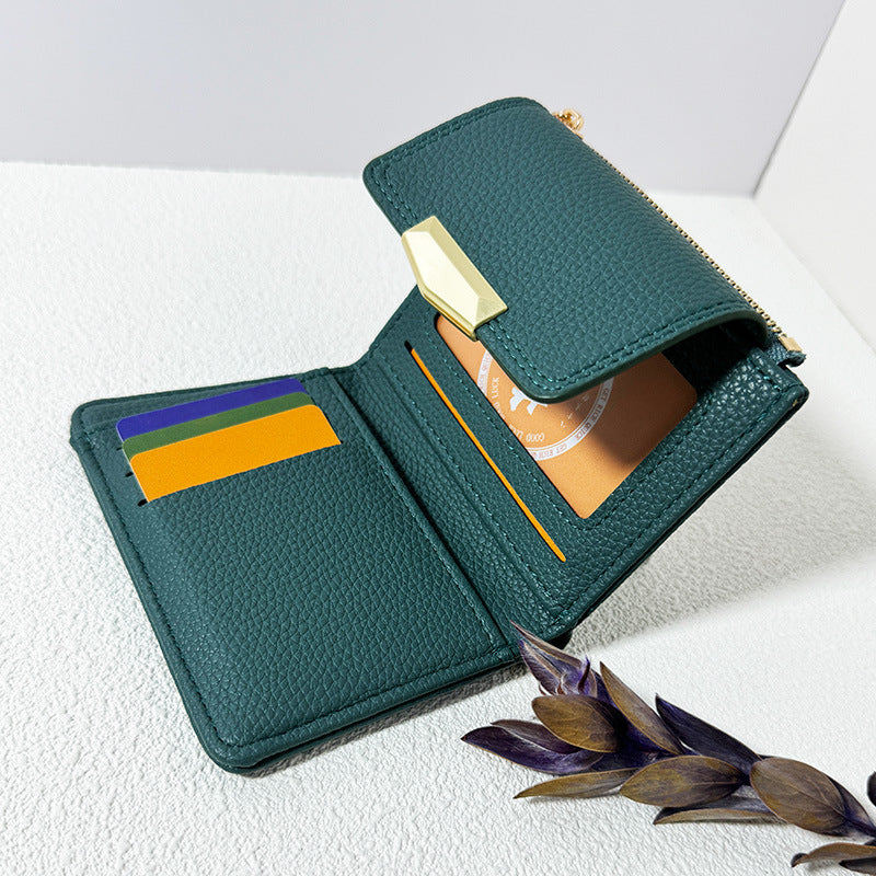 Women's Lychee Pattern High Sense Folding Multiple Ladies Wallets