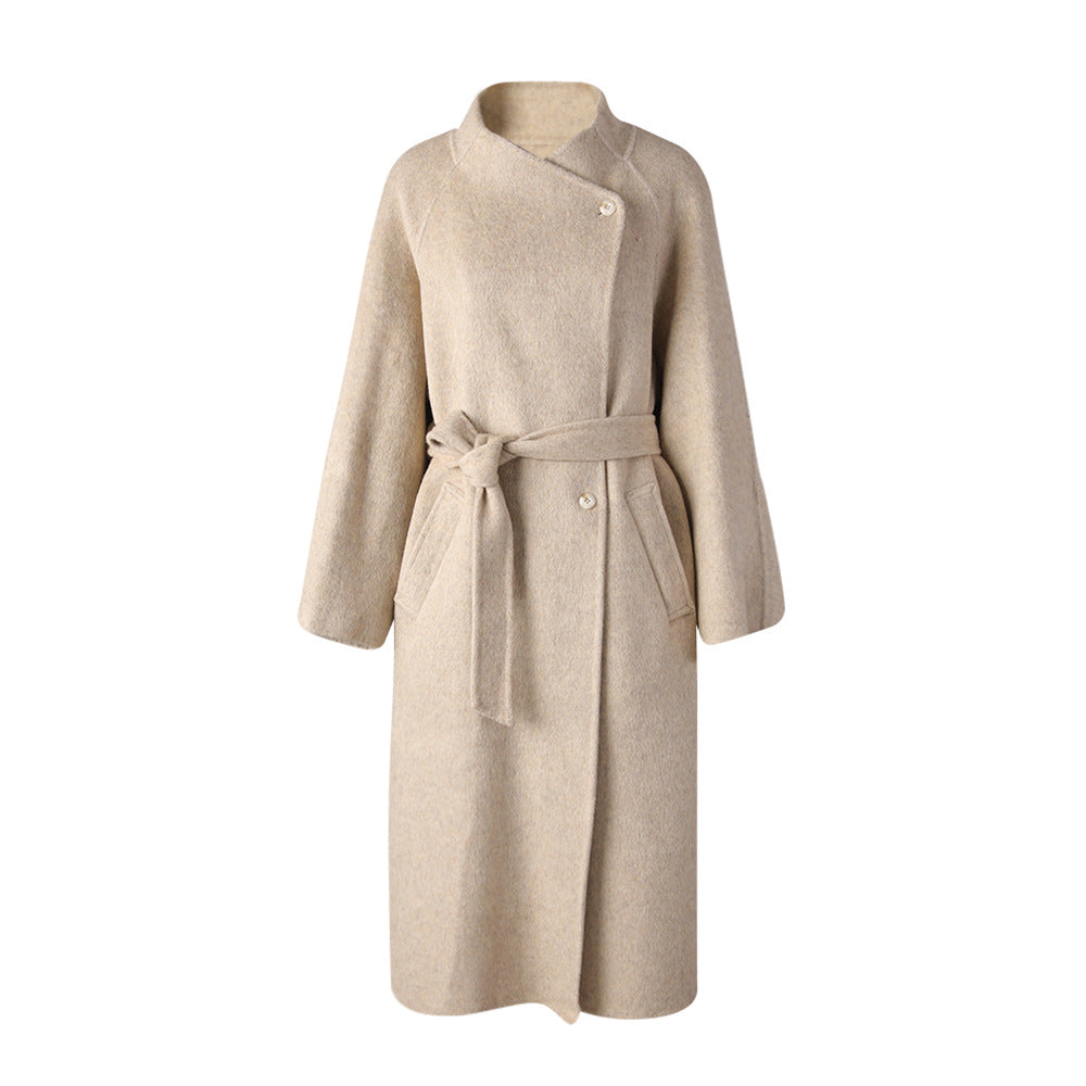 Women's Style Elegant Buckle Collar Wool Overcoat Coats