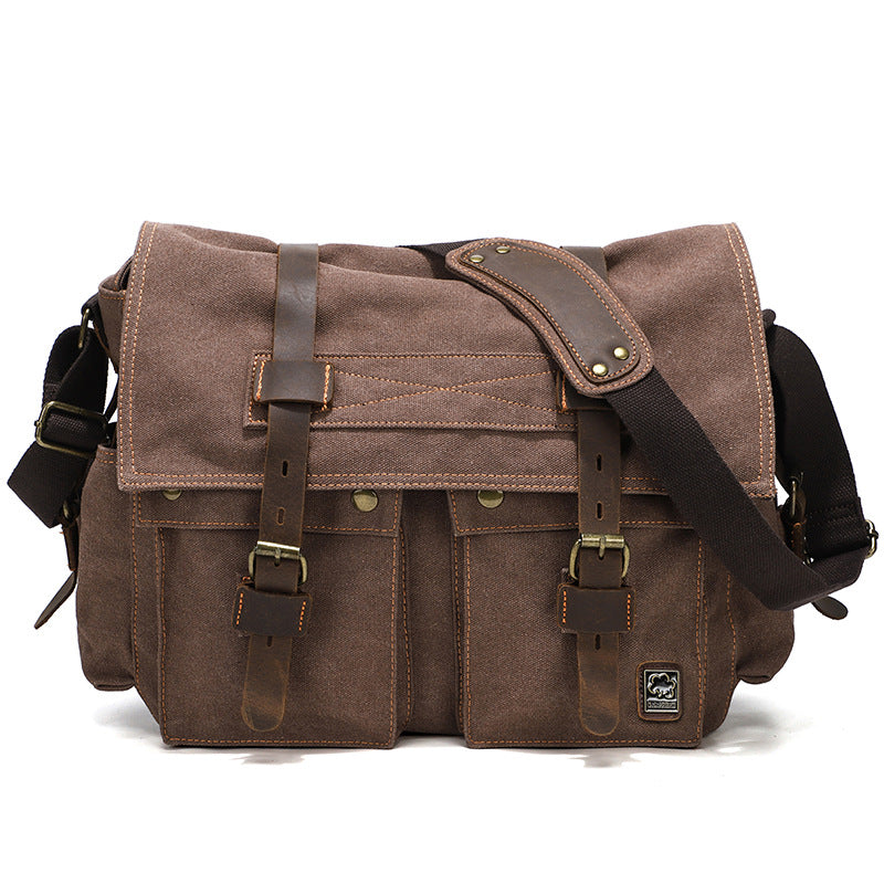 Men's High-grade Canvas Large Capacity Leather Men's Messenger Bags