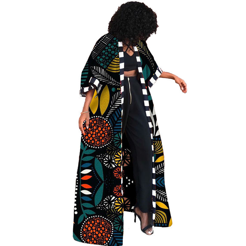 Women's African Ethnic Style Long Printed Kimono Coats