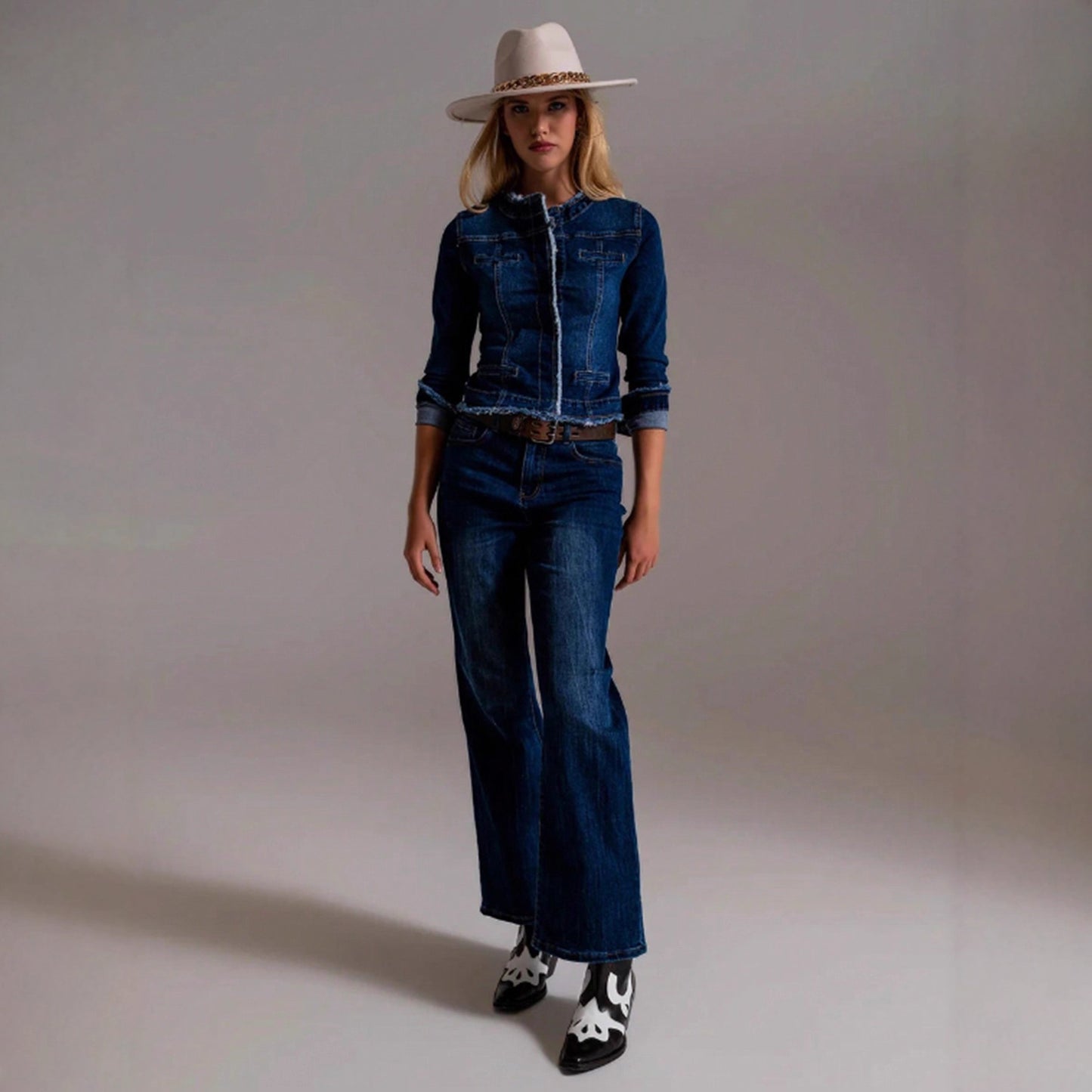 Denim Autumn Frayed Dark Blue Classic Jackets
