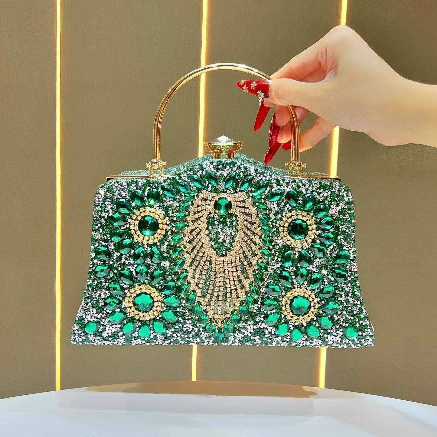 Attractive Full Diamond Fashion Cheongsam Dress Handbags