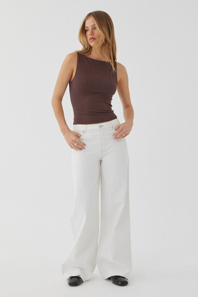 Washed-out Vintage Distressed Straight High Waist Wide Leg Women's Jeans