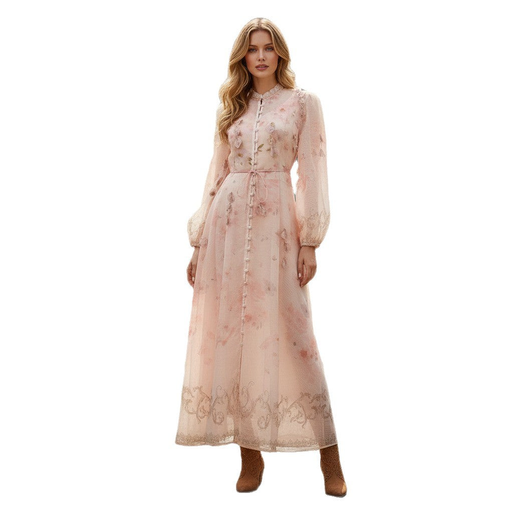 Positioning Handmade Hanging Flower Long Dress Dresses