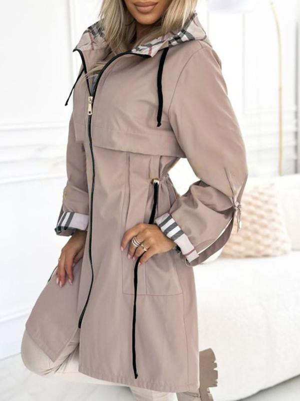 Graceful Innovative Glamorous Hooded Plaid Casual Jackets