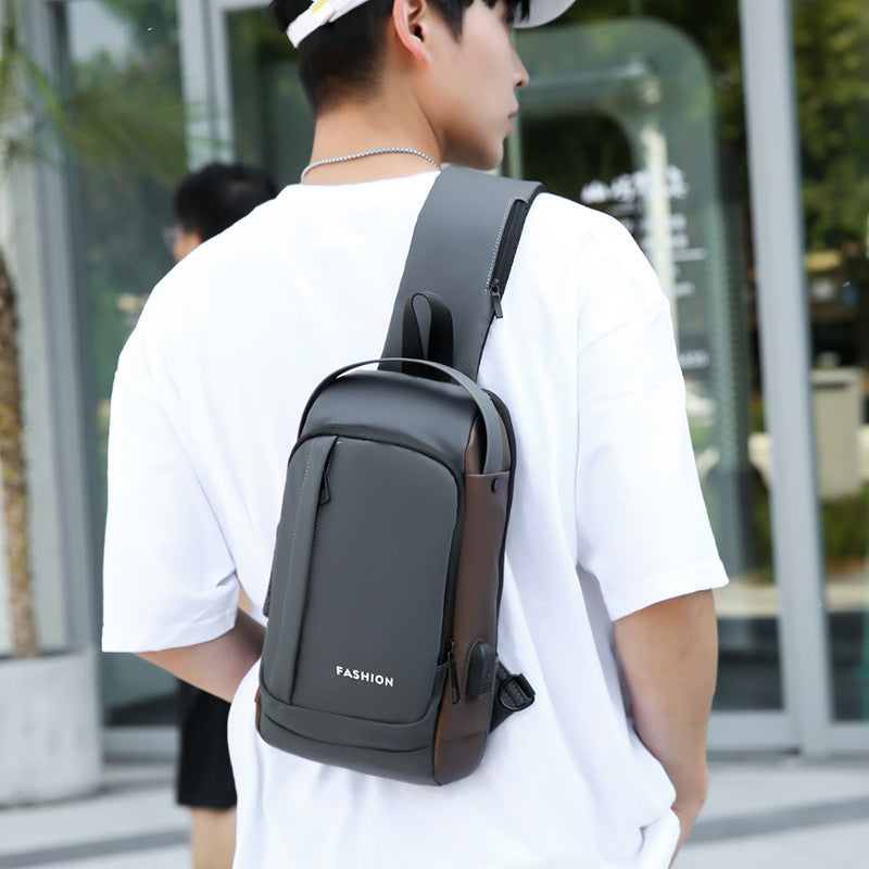 Men's Pretty Stylish Multifunctional Charging Port Men's Chest Bags