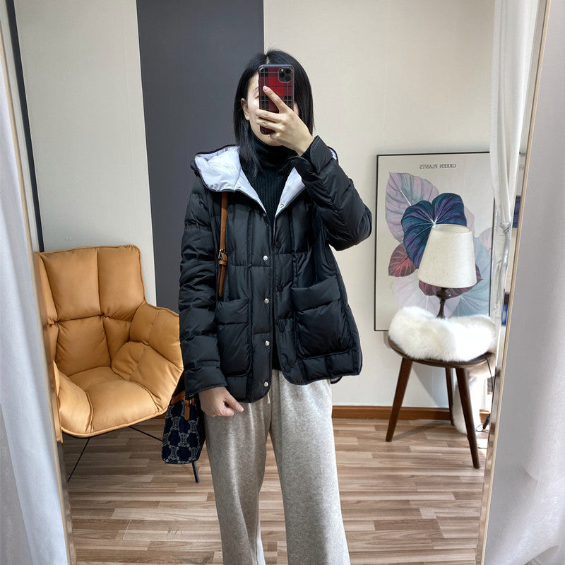 White Duck Down Lightweight Female Hood Jackets