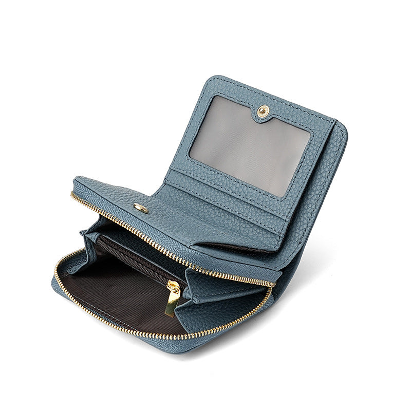 Women's Fashion Solid Color First Layer Cowhide Ladies Wallets