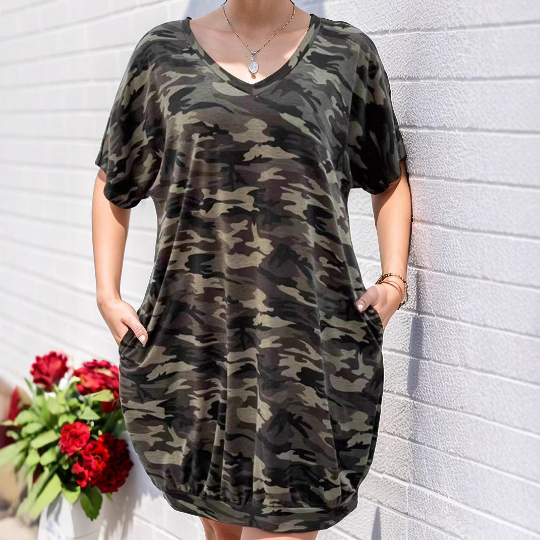 Women's Camouflage Casual Elegant With Pockets Design Dress
