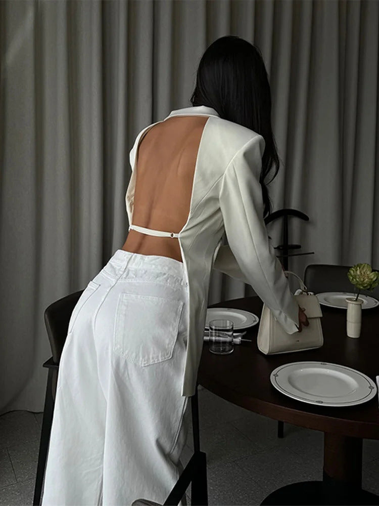 Women's Sexy Solid Color Back High-grade Design Blazers