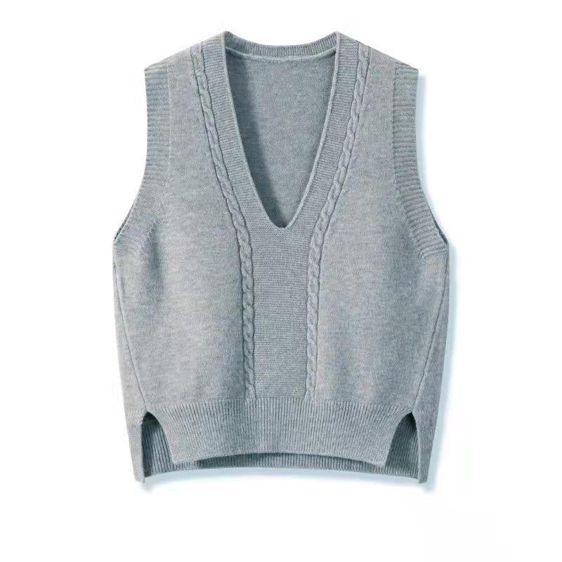 Women's Retro Pullover Slit Design Sleeveless Versatile Bandage Dress Korean Vests